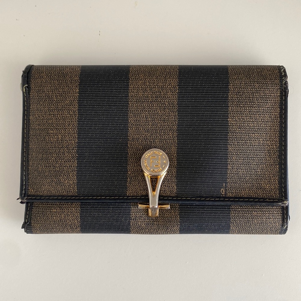 GUC vintage Fendi Pequin wallet with unbranded chain